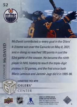 2020-21 Upper Deck Game Dated Moments #52 Connor McDavid Back