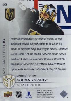 2020-21 Upper Deck Game Dated Moments #65 Marc-Andre Fleury Back