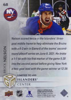 2020-21 Upper Deck Game Dated Moments #68 Brock Nelson Back