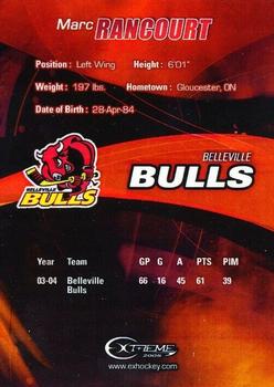 2004-05 Extreme Belleville Bulls (OHL) #NNO Marc Rancourt Back