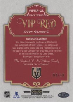 2019-20 O-Pee-Chee Platinum - VIP Red Autographs #VIPRA-GL Cody Glass Back