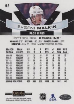 2019-20 O-Pee-Chee Platinum - Pond Hockey Green #92 Evgeni Malkin Back