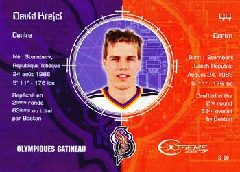 2004-05 Extreme Top Prospects Signature Edition #S-6 David Krejci Back