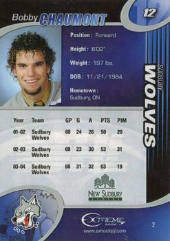 2004-05 Extreme Sudbury Wolves (OHL) #2 Bobby Chaumont Back