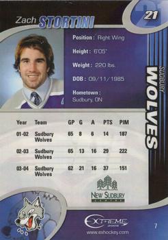 2004-05 Extreme Sudbury Wolves (OHL) #7 Zack Stortini Back