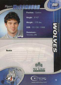 2004-05 Extreme Sudbury Wolves (OHL) #16 Ryan McDonough Back