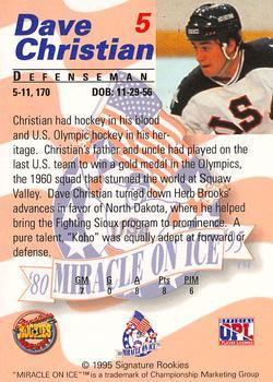 1995 Signature Rookies Miracle on Ice - Gold Medal Set #5 Dave Christian Back