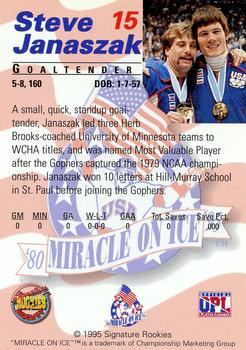 1995 Signature Rookies Miracle on Ice - Gold Medal Set #15 Steve Janaszak Back