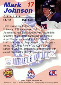 1995 Signature Rookies Miracle on Ice - Gold Medal Set #17 Mark Johnson Back