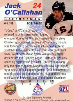 1995 Signature Rookies Miracle on Ice - Gold Medal Set #24 Jack O'Callahan Back