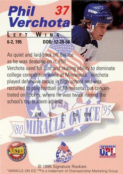 1995 Signature Rookies Miracle on Ice - Gold Medal Set #37 Phil Verchota Back