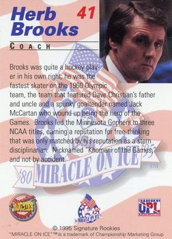 1995 Signature Rookies Miracle on Ice - Gold Medal Set #41 Herb Brooks Back