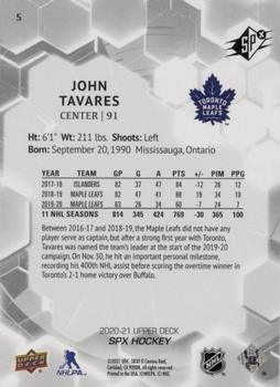 2020-21 SPx #5 John Tavares Back