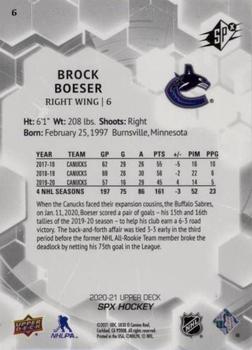 2020-21 SPx #6 Brock Boeser Back