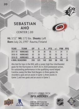 2020-21 SPx #20 Sebastian Aho Back