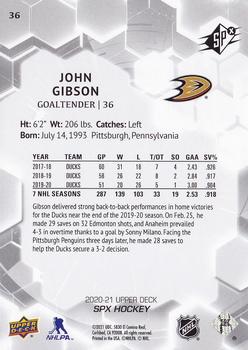 2020-21 SPx #36 John Gibson Back