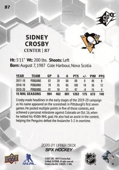 2020-21 SPx #87 Sidney Crosby Back