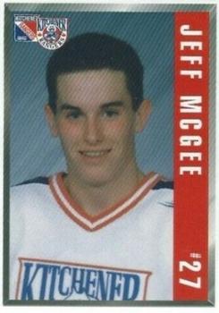 1999-00 Kinsmen Kinette Kitchener Rangers (OHL) #26 Jeff McGee Front
