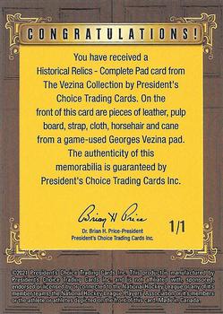 2020-21 President's Choice Vezina Collection - Historical Relics Complete Pads #NNO Georges Vezina Back