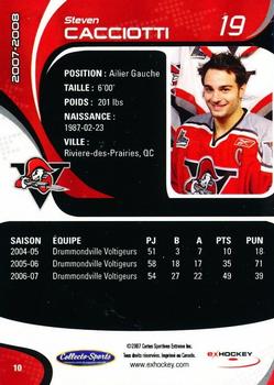 2007-08 Extreme Drummondville Voltigeurs (QMJHL) #10 Steven Cacciotti Back