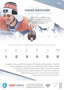2018-19 SportZoo Tipsport Liga Winter Classic - Autograph #W18 Tomas Matousek Back