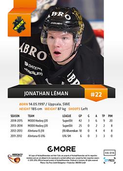 2015-16 Playercards HockeyAllsvenskan #HA-014 Jonathan Léman Back