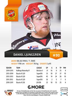 2015-16 Playercards HockeyAllsvenskan #HA-029 Daniel Ljunggren Back
