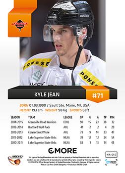 2015-16 Playercards HockeyAllsvenskan #HA-055 Kyle Jean Back