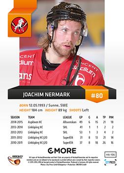 2015-16 Playercards HockeyAllsvenskan #HA-106 Joachim Nermark Back