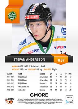 2015-16 Playercards HockeyAllsvenskan #HA-124 Stefan Andersson Back