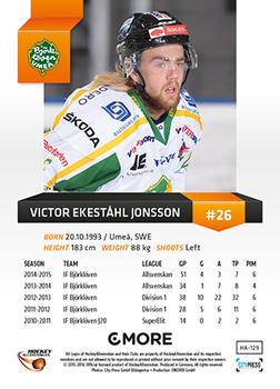 2015-16 Playercards HockeyAllsvenskan #HA-129 Victor Ekeståhl Jonsson Back