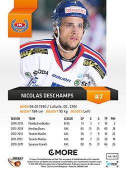 2015-16 Playercards HockeyAllsvenskan #HA-149 Nicolas Deschamps Back