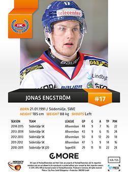 2015-16 Playercards HockeyAllsvenskan #HA-155 Jonas Engström Back