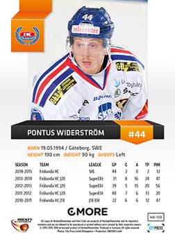 2015-16 Playercards HockeyAllsvenskan #HA-159 Pontus Widerström Back