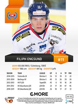 2015-16 Playercards HockeyAllsvenskan #HA-165 Filiph Engsund Back