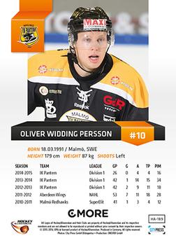 2015-16 Playercards HockeyAllsvenskan #HA-189 Oliver Widding-Persson Back