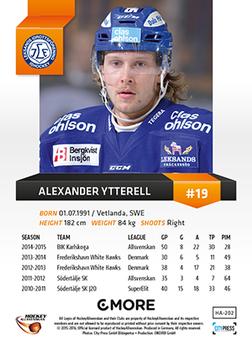 2015-16 Playercards HockeyAllsvenskan #HA-202 Alexander Ytterell Back