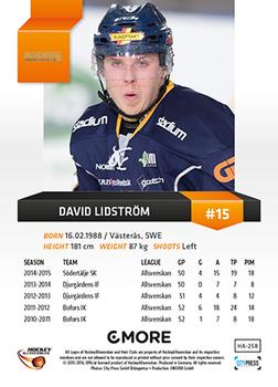 2015-16 Playercards HockeyAllsvenskan #HA-258 David Lidström Back