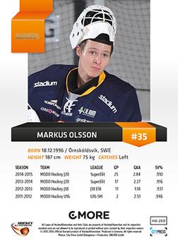 2015-16 Playercards HockeyAllsvenskan #HA-269 Markus Olsson Back