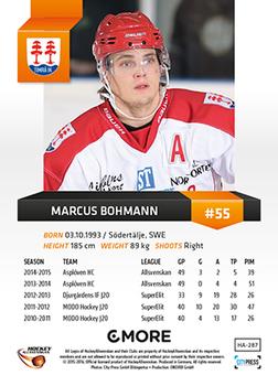 2015-16 Playercards HockeyAllsvenskan #HA-287 Marcus Bohman Back