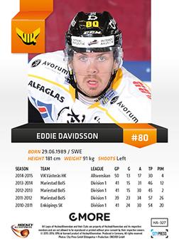 2015-16 Playercards HockeyAllsvenskan #HA-327 Eddie Davidsson Back