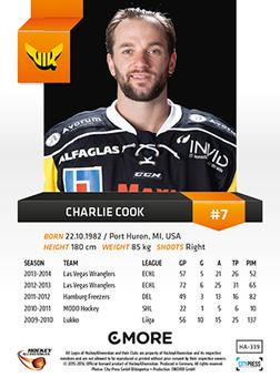 2015-16 Playercards HockeyAllsvenskan #HA-339 Charlie Cook Back