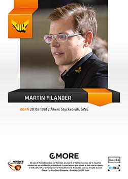 2015-16 Playercards HockeyAllsvenskan #HA-344 Martin Filander Back