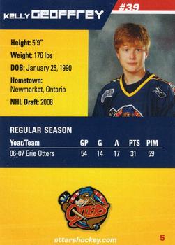 2007-08 Erie Otters (OHL) #5 Kelly Geoffrey Back