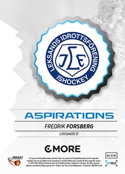 2015-16 Playercards HockeyAllsvenskan - Aspirations #HA-AS10 Fredrik Forsberg Back