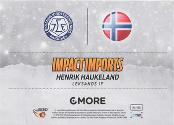 2015-16 Playercards HockeyAllsvenskan - Impact Imports #HA-II10 Henrik Haukeland Back