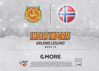 2015-16 Playercards HockeyAllsvenskan - Impact Imports #HA-II14 Erlend Lesund Back