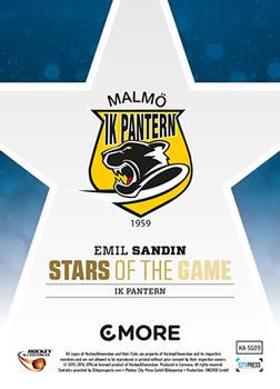 2015-16 Playercards HockeyAllsvenskan - Stars of the Game #HA-SG09 Emil Sandin Back