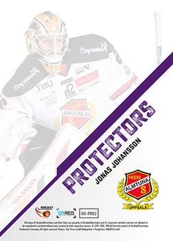 2015-16 Playercards HockeyAllsvenskan - Protectors #HA-PR02 Jonas Johansson Back