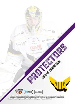 2015-16 Playercards HockeyAllsvenskan - Protectors #HA-PR13 Jonas Fransson Back